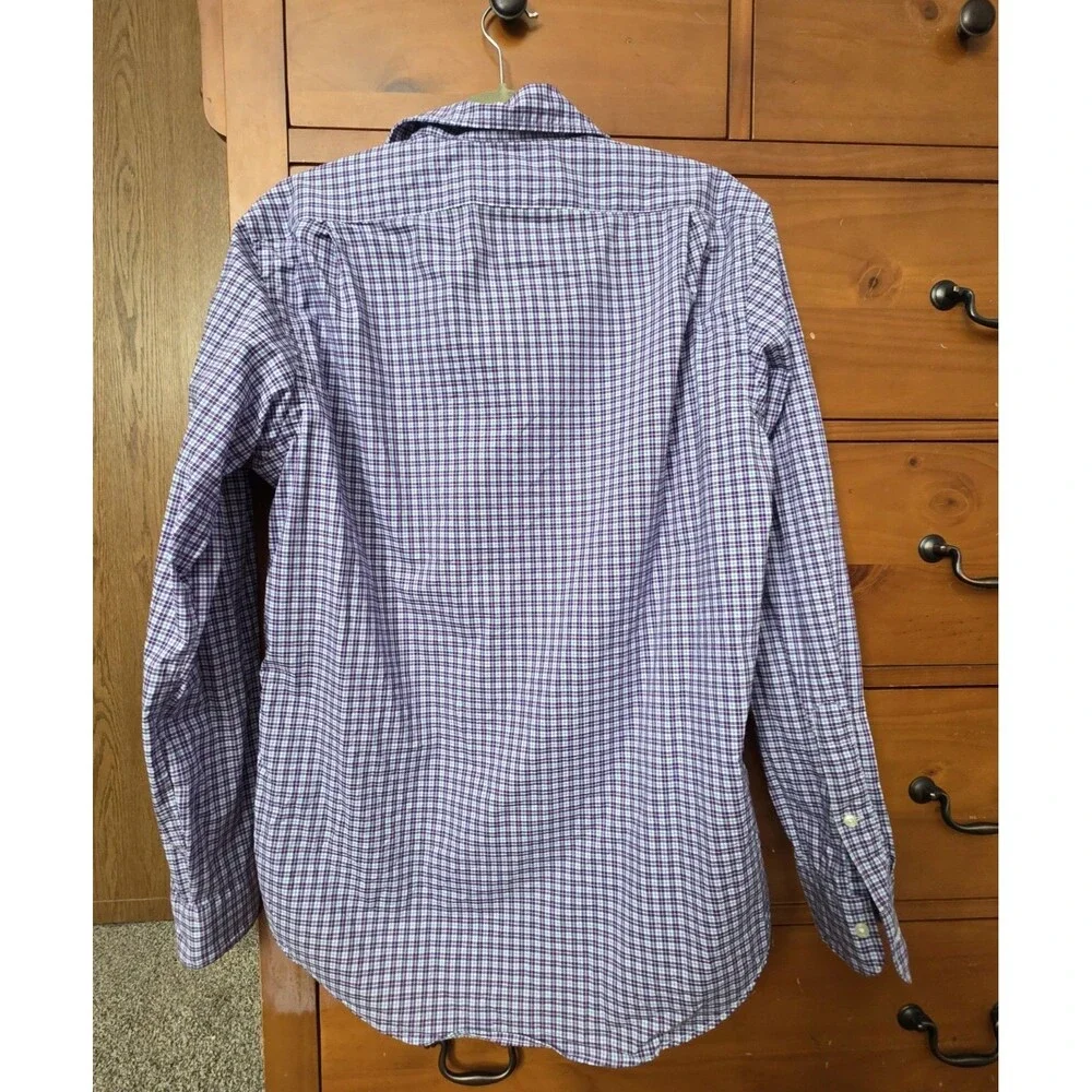 Polo Ralph Lauren Shirt Medium Blue Purple Checked Long Sleeve Button Down